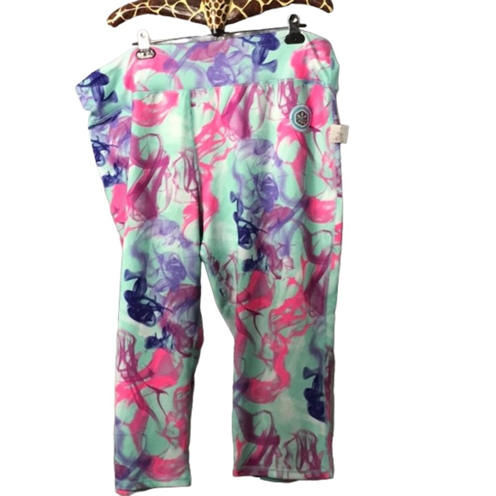NWT Just Be Smoke print performance capri pants stretch moisture wicking Plus 3X